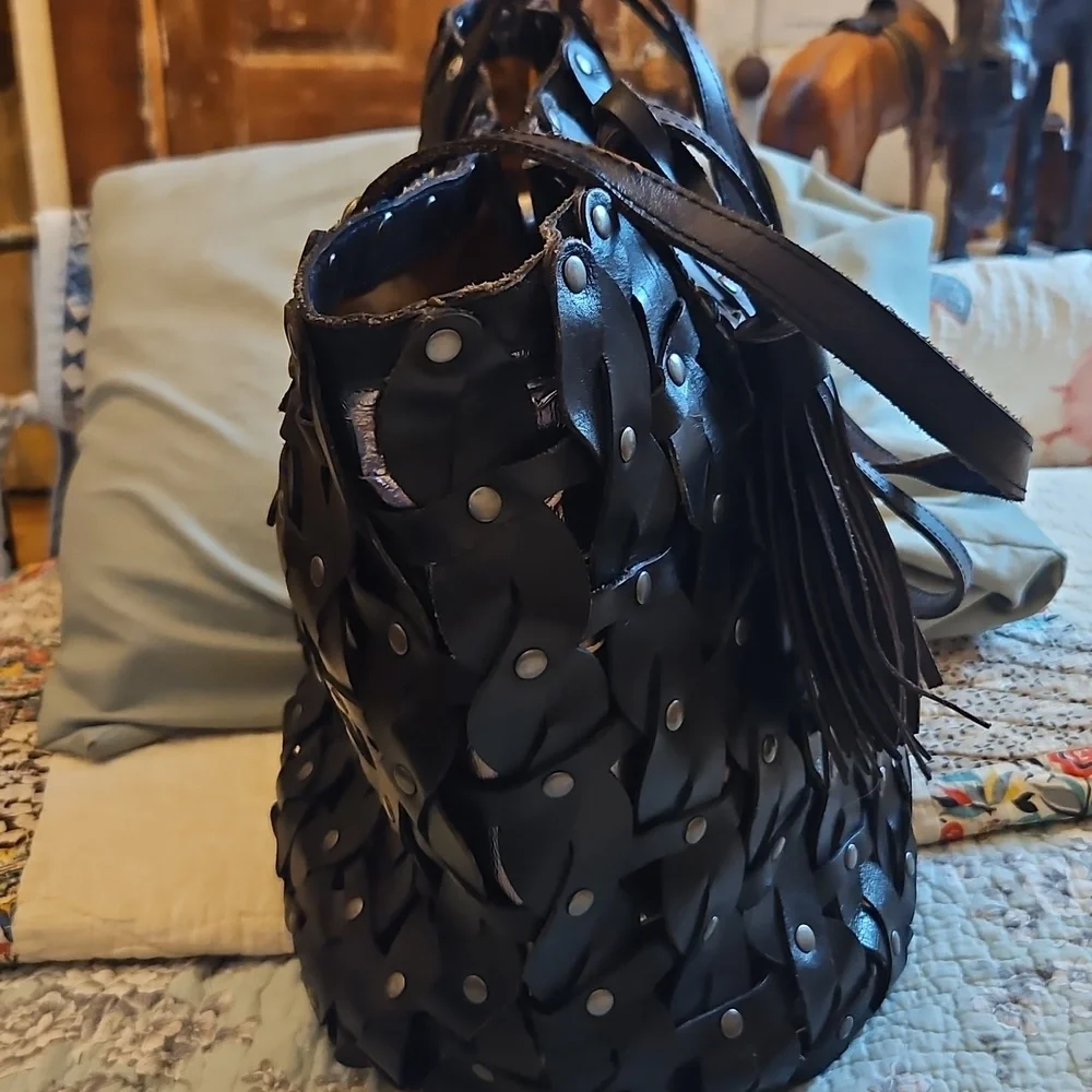 PATRICIA NASH Black Twisted Braid Mizzana Bag Used But Still Stunning! - Picture 3 of 12